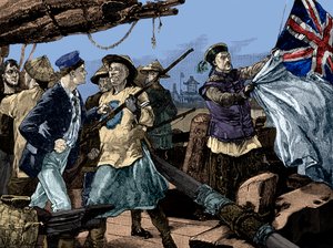 第二次鸦片战争：中国官员扯下箭号船上的英国国旗 作者 未知艺术家