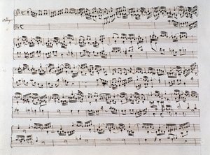 亨德尔赋格曲的乐谱页，摘自包含多梅尼科·斯卡拉蒂和弗里德里希·亨德尔的两部作品的手稿 作者 未知艺术家