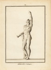 Statue of Apollo Coelispex, looking at the sky, nude, with flaming torch 作者 不明