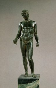 水星雕像，改编自希腊波利克利特的 Discophoros，罗马，公元 25-50 年（青铜） 作者 不明