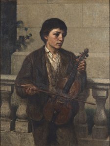 街头音乐家 1800（布面油画，裱在砖石上） 作者 未知艺术家