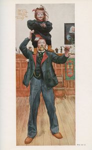 瑞典插画家 Carl Larsson (1853-1919) 和他的女儿 Brita。 1921 年的“Das haus in der Sonne”水彩画 作者 不明