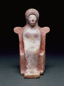 雅典娜女神，希腊，约公元前490年（陶土和颜料）。 作者 不明