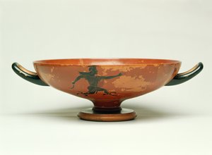 The Pursuit of Perseus, Attic black figure kylix made by The Pepaks Master, 525-520 BC (pottery) 作者 不明