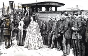 The blessing of a train in Spain. 作者 不明