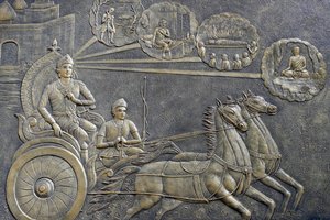 Tinh Xa Ngoc Chau佛寺，《佛陀的生活》，释迦牟尼佛，释迦牟尼王子要求战车夫带他在乡间进行一系列的骑行，越南Chau Doc，2018年（照片）。 作者 不明