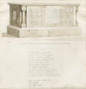 Biddulph教堂的坟墓-“ William Bowyer”：棕褐色素描，1837年 作者 不明