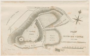 图特伯里城堡（Tutbury Castle）：平面图：雕刻，nd [c 1832] 作者 不明