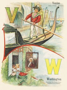 V W : 威尼斯，华盛顿 - 两个世界的ABC。Emile Guerin，出版商，巴黎，1900年左右。尺寸：27.5 x 21.5厘米 作者 不明
