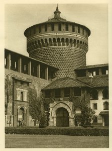 米兰的斯福尔扎城堡（Castello Sforzesco）的院子景观 作者 不明