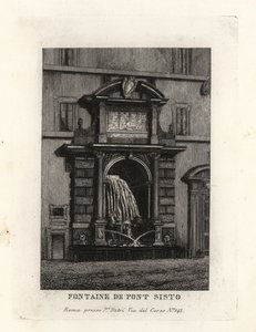 罗马Acqua Paola（现在的Trilussa广场）Ponte Sisto桥的喷泉景观。 作者 不明