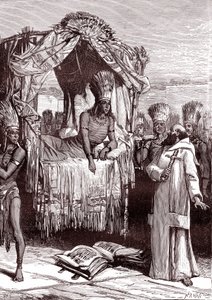 Vincent de Valverde 和 ATAHUALPA 作者 未知艺术家