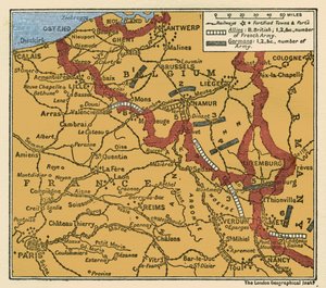 第一次世界大战军队位置图 1914 年 8 月 22 日 作者 未知艺术家