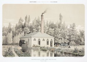 水力，1900年以前的锌轧机（Laminoir），法国布雷附近的圣路易斯。 作者 不明