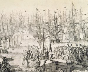 1688 年 11 月，奥兰治的威廉启航前往英国（版画） 作者 未知艺术家