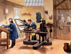 19 世纪末，印刷工作坊（插图） 作者 未知艺术家
