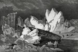汉萨号的残骸被冰块压碎，1869年10月，北冰洋，德国第二次北极探险队 作者 未知艺术家