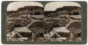 1900年，菲利普向西方宣讲基督的古老皇家城市撒玛利亚，向西望巴勒斯坦。 作者 安德伍德和安德伍德