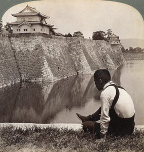 骄傲的幕府将军的封建城堡，日本大阪，1904年 作者 安德伍德和安德伍德