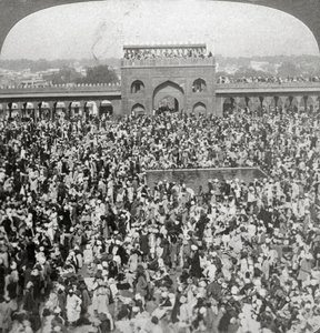 1903年，印度德里，朱马清真寺法院。 作者 安德伍德和安德伍德
