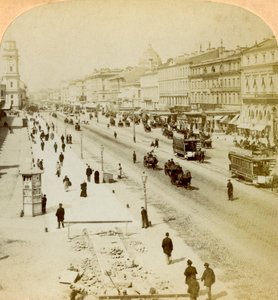 涅夫斯基大街（Nevsky Prospekt），俄罗斯圣彼得堡的主要街道，1897年