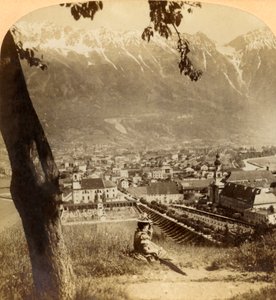 风景如画的因斯布鲁克，奥地利蒂罗尔州首府，1898年。 作者 安德伍德和安德伍德