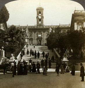 参议院宫殿，广场del Campidoglio，Capitoline小山，罗马，意大利。 作者 安德伍德和安德伍德
