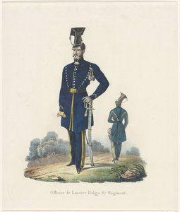 比利时骑兵，1830 年
Officier de Lancier Belge 2.me Régiment（物品上的标题） 作者 不明