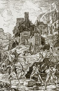 维京人攻击凯尔特人，JW Buel的“人的故事”插图 作者 不明