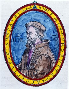 (Cardanus Hieronymus) Jerome Cardan in Italian Gerolamo Cardano，意大利医生、数学家、哲学家和占星家 (Pavia 作者 未知艺术家