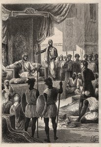 威廉-乔治-布朗（1768-1813）的《埃及和近东之旅》（1792-1795）。1793年，布朗在法希尔（苏丹的法希尔）会见了达尔富尔苏丹阿尔德-拉施曼（Abd-er-Rahman，又称El-Rachid或Just）--插图来自《伟大的》。 作者 Unknown artist