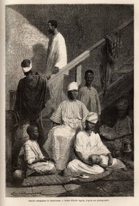来自圣路易斯（Saint Louis）的一个塞内加尔家庭。为说明1868年海军中将Fleuriot de Langle在非洲海岸的巡航而绘制的版画，发表于1872年 "Le tour du monde"，由Edouard Charton编辑，巴黎Hachette出版社。塞尔瓦公司 作者 未知艺术家