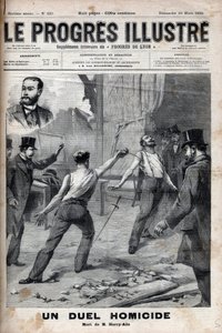 一场杀人的决斗--1895年3月1日，法国非洲委员会的两名成员之间发生了一场用长矛的决斗，他们之前是好战友，阿尔弗雷德-勒沙特利耶和希波利特-佩尔舍（别名哈里-阿里斯），而这 作者 未知艺术家