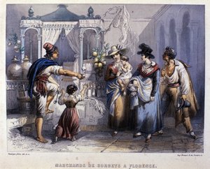 佛罗伦萨的冰糕经销商。 1820 年左右的光刻 作者 未知艺术家
