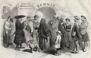 1857年，马耳他（Malta）岛瓦莱塔（Valletta）的一条街道。 作者 未知艺术家