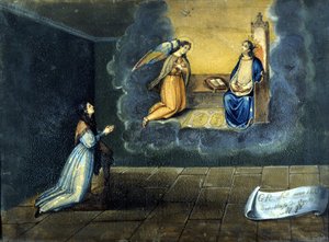 一位年轻女子祈祷。 来自蒙扎圣母教堂的前投票。 1833 年。 作者 未知艺术家