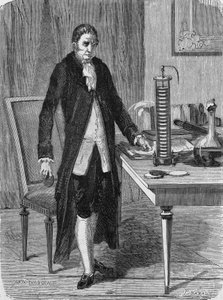 亚历山大（Alessandro）-沃尔塔于1799年12月制造了电动机（或电池）。在 "科学专辑 "中，Éditions Jouvet 作者 未知艺术家