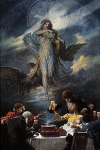 寓意平安夜和除夕夜的晚餐。1889 作者 未知艺术家