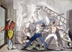 画家的寓言故事。19世纪的雕版画。 作者 未知艺术家