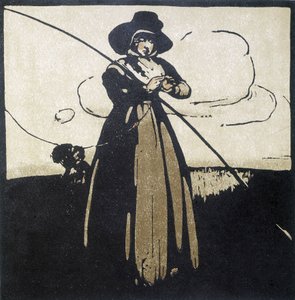 Angling: Woman preparing her hook - calendar 作者 未知艺术家