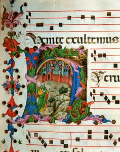 注 5 中的 Antiphonary（安提芬书），是一本载有唱诗班在弥撒中吟唱的诗歌的书（羊皮纸）。 作者 未知艺术家