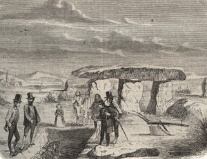 考古发掘：在瓦兹省的Dolmen de la Pierre aux Fees (Pierre-aux-Fees)附近发现高卢人的坟墓（60）。1856年在 "Le Musee Des Sciences "中的雕版画 作者 未知艺术家