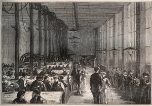 铁器车间--1875年巴黎维莱特大道市立学徒学校--雕版画 作者 未知艺术家
