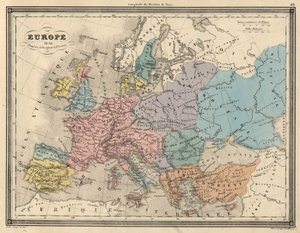 814年的欧洲地图集。西方和东方的帝国。图案取自Vuillemin的 "古代和现代地理通用地图集"，约1851年。 作者 未知艺术家