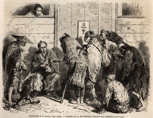 Beggars at the door of a dead man, customary practice imposes on wealthy families the obligation to set up at the door of their house, on the eve of the funeral ceremony, a servant responsible for distributing almones in small currency to all the poor who  作者 未知艺术家