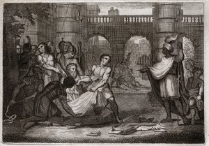 罗亚蒙的圣经，旧约。耶利米的预言。圣洁的先知和坑。1811年的插图。 作者 未知艺术家