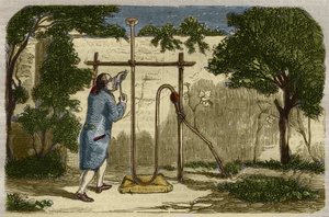 植物学：斯蒂芬-黑尔斯（1677-1761）于1727年在塞维的上升力上的经验。1859年在 "Le Musee Des Sciences "中的雕版画 作者 未知艺术家