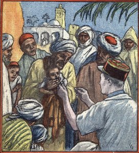 摩洛哥战役："Seance de vaccination par les troupes de l