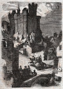 马尔加诺城堡--1851年的雕刻，出自卢多维科-阿里奥斯托的 "Roland furieux"（Orlando furioso）（16世纪），被称为阿里奥斯塔--由特雷桑伯爵从意大利语翻译的版本，1851年由古斯塔夫-哈佛出版。 作者 未知艺术家