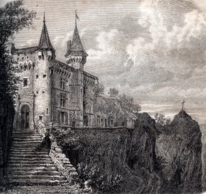Saint Paulien的Chateau de la Rochelambert (chateau-de-la-rochelambert) - Haute-Loire - Auvergne-Rhone-Alpes - 1867年左右的雕刻品 作者 未知艺术家